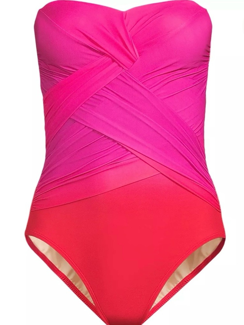 Lands’ End Women's SlenderSuit Wrap Bandeau One Piece Swimsuit